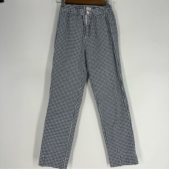 BRANDY MELVILLE | JOHN GALT Navy/White Gingham Plaid Elastic Pull On Pants S/M - Picture 1 of 9